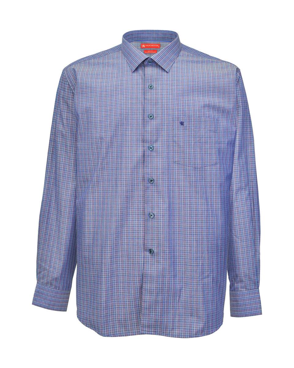 Manchester Dress Shirt with Adjustable Neck and Convertible Cuff in Cotton and Polyester