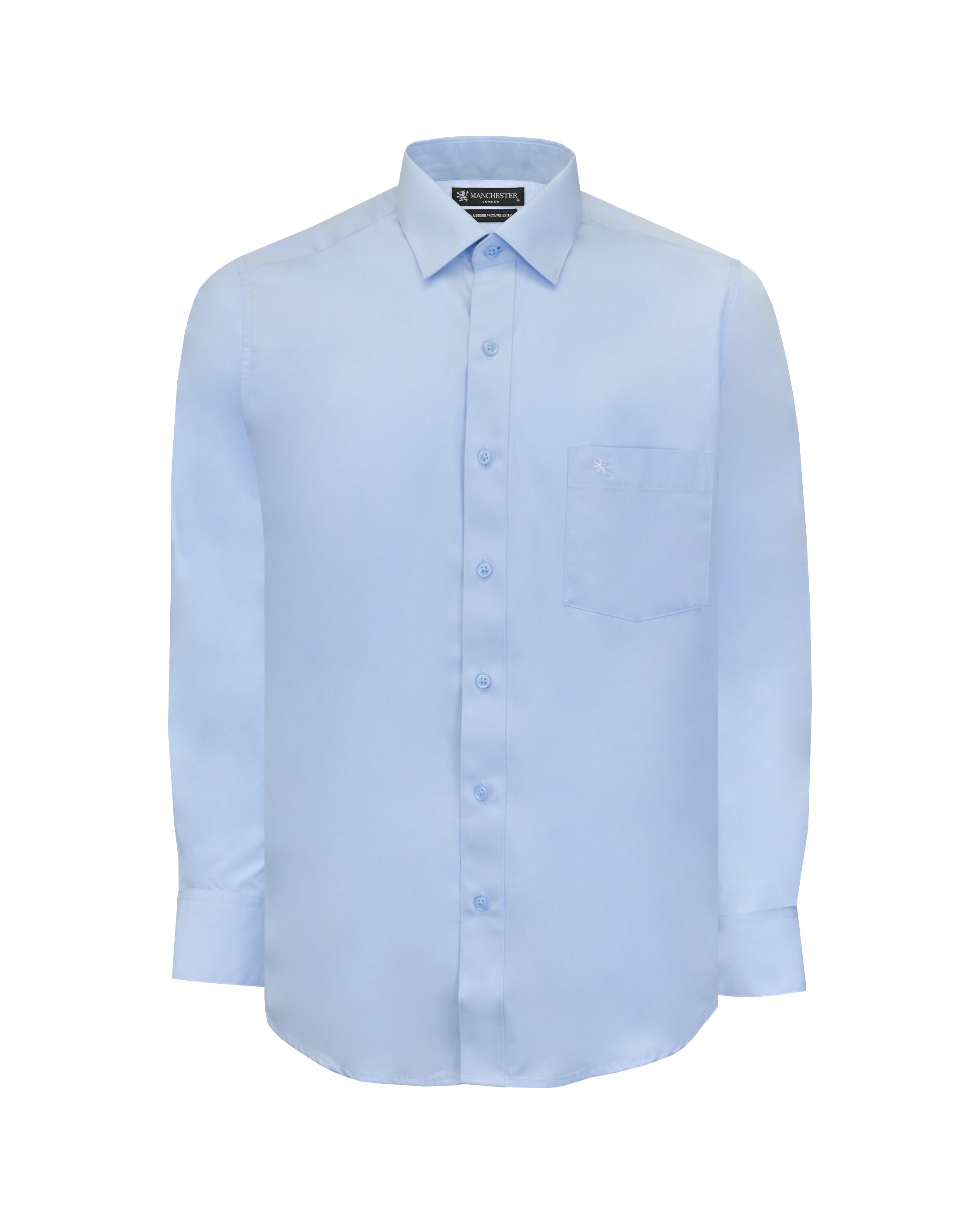 Manchester Solid Dress Shirt in Cotton-Polyester Blend with Adjustable Collar Manchester Solid Dress Shirt in Cotton-Polyester Blend with Adjustable Collar